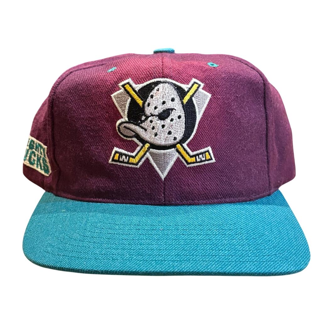Mighty Ducks of Anaheim WOOL American Needle‎ Vintage Spellout SnapBack Hat Cap